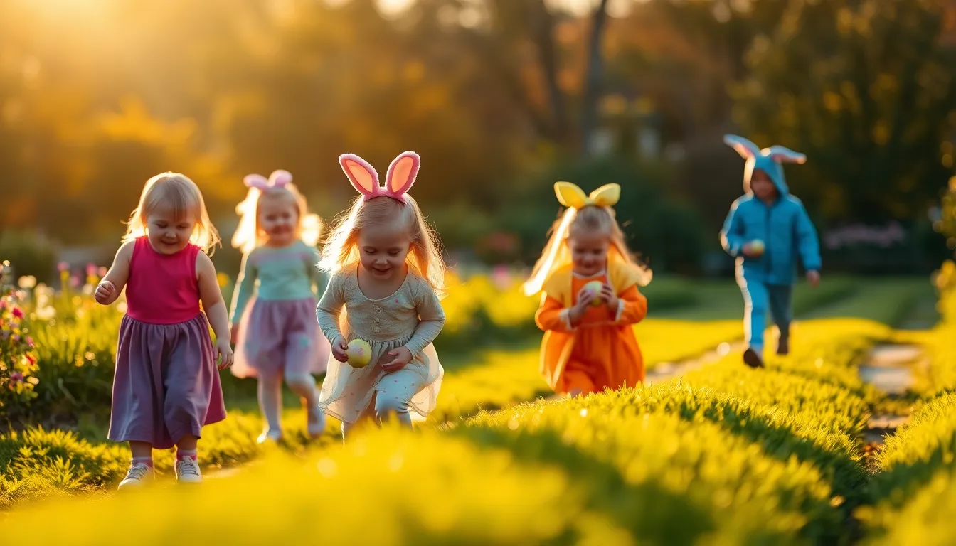 Children Easter Egg Hunt in Garden