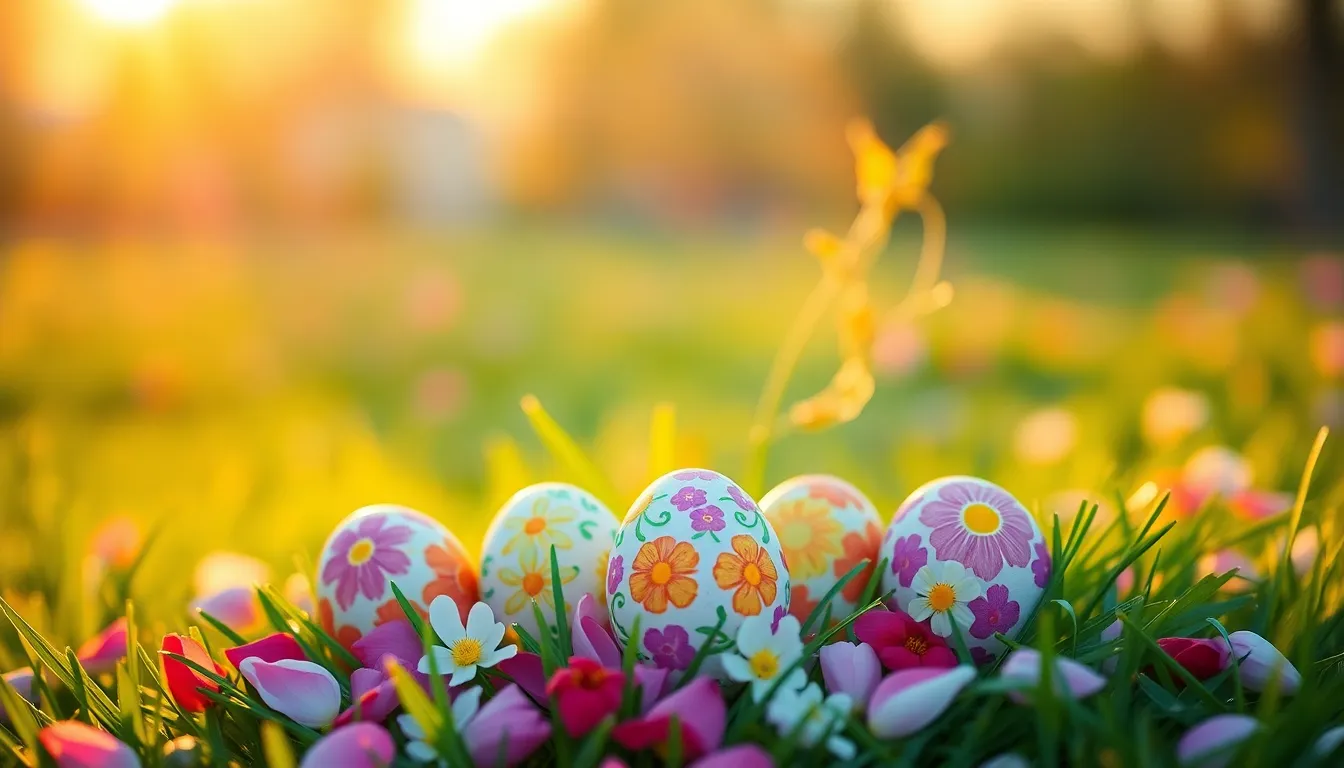 Easter Eggs in a Spring Garden