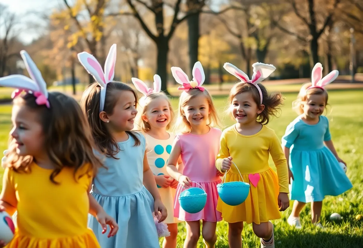 Children Playing During Easter Egg Hunt