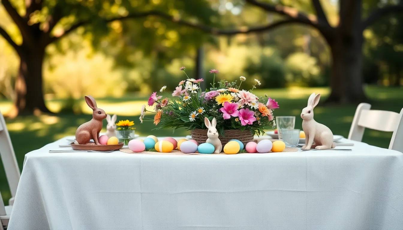 Vibrant Easter Brunch Table Outdoors