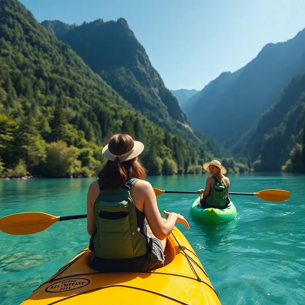Couple Kayaking in Eco-Friendly Adventure