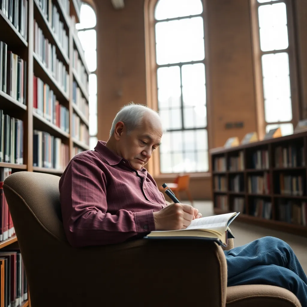 Student Writing in Library