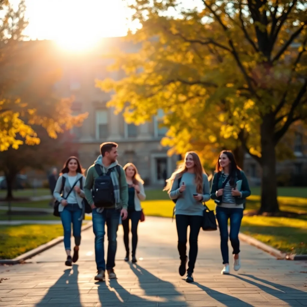 Students Walking on University Campus