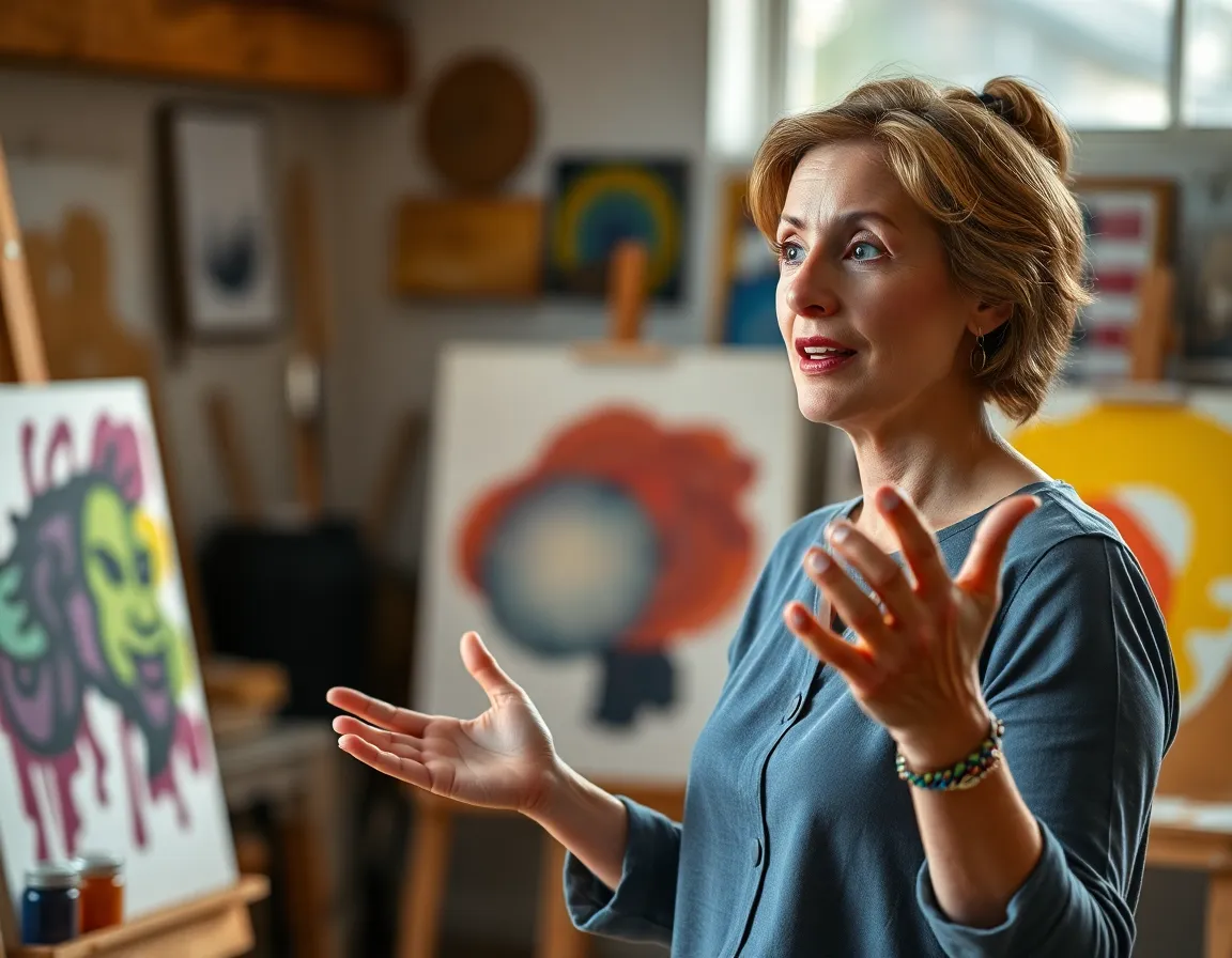 Art Teacher Inspiring Creativity in Students