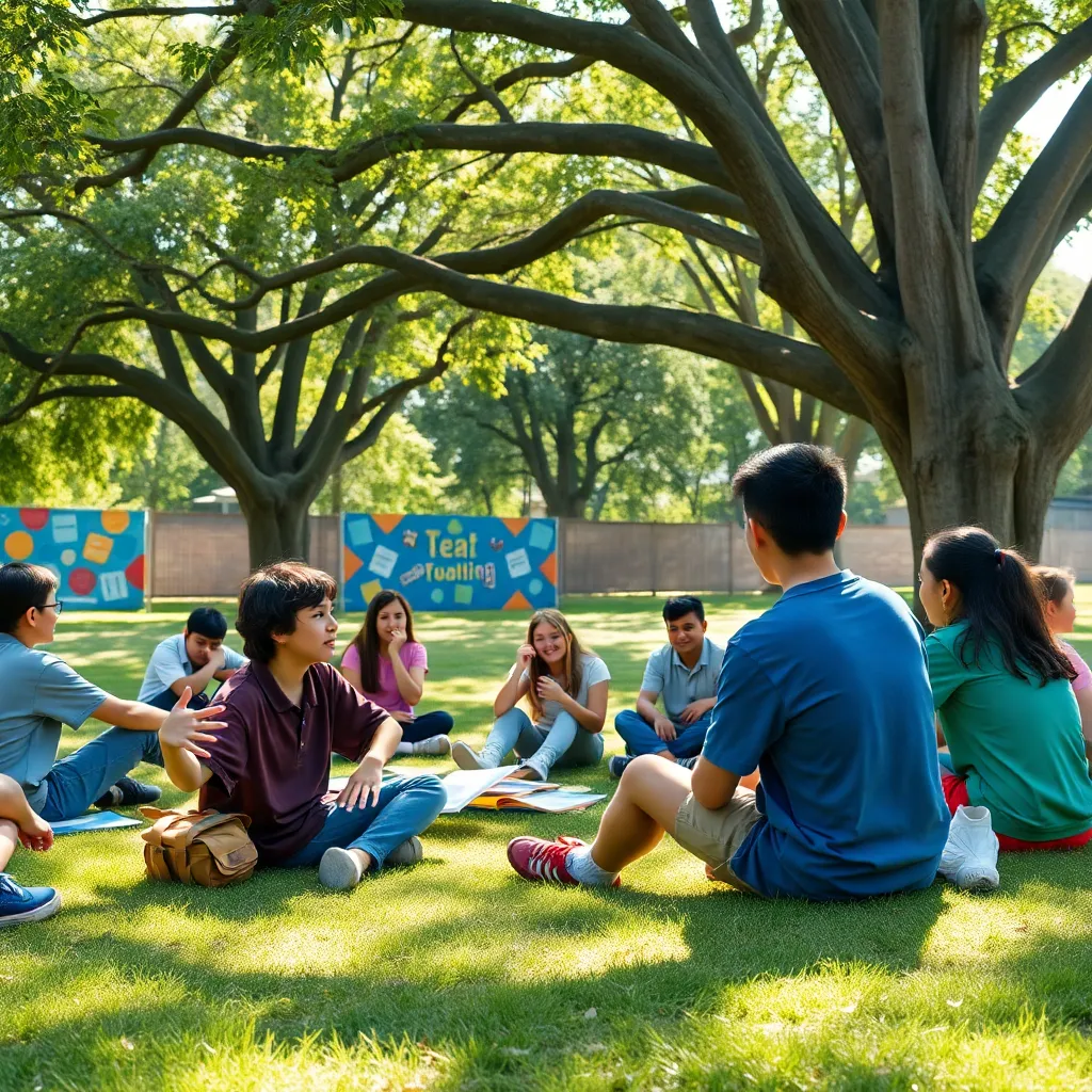 Teenagers Engaging in Outdoor Team-Building