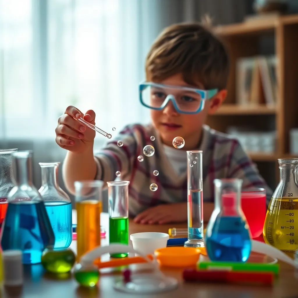 Child Experimenting with Chemistry Set