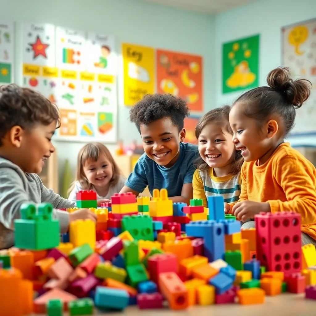 Children Engaged in STEM Building Activity