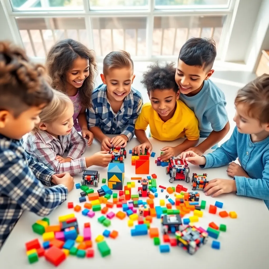 Children Collaborating on STEM Project