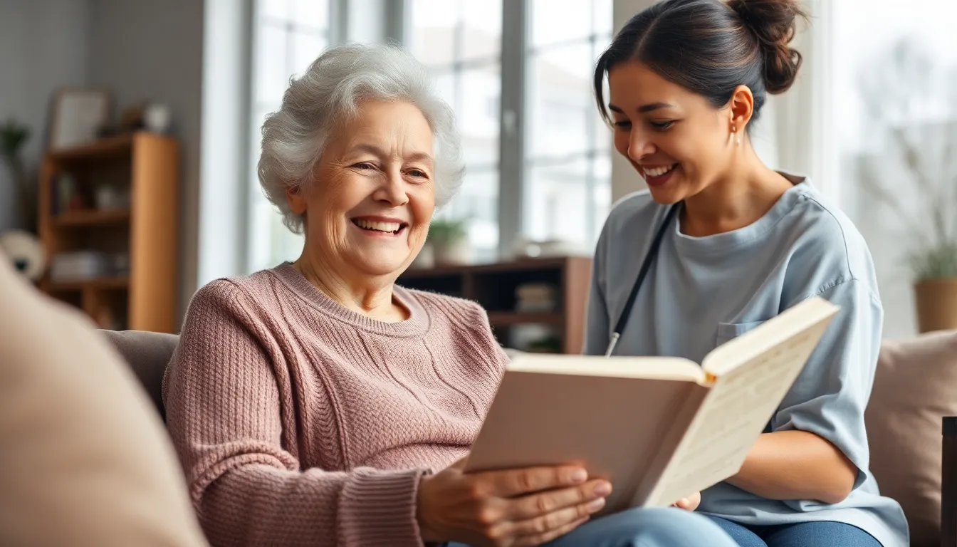 Elderly Woman Enjoying Care in Sunlit Room