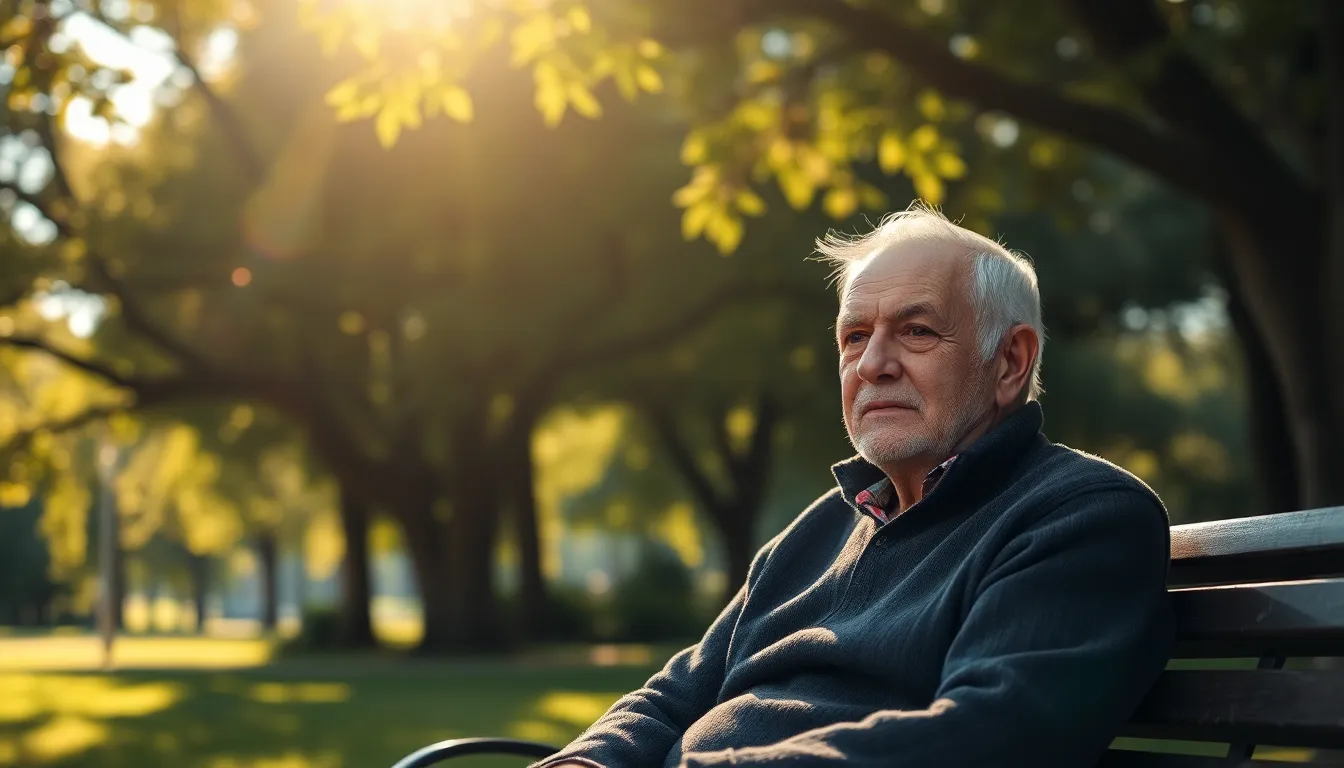 Elderly Man Reflecting in Nature