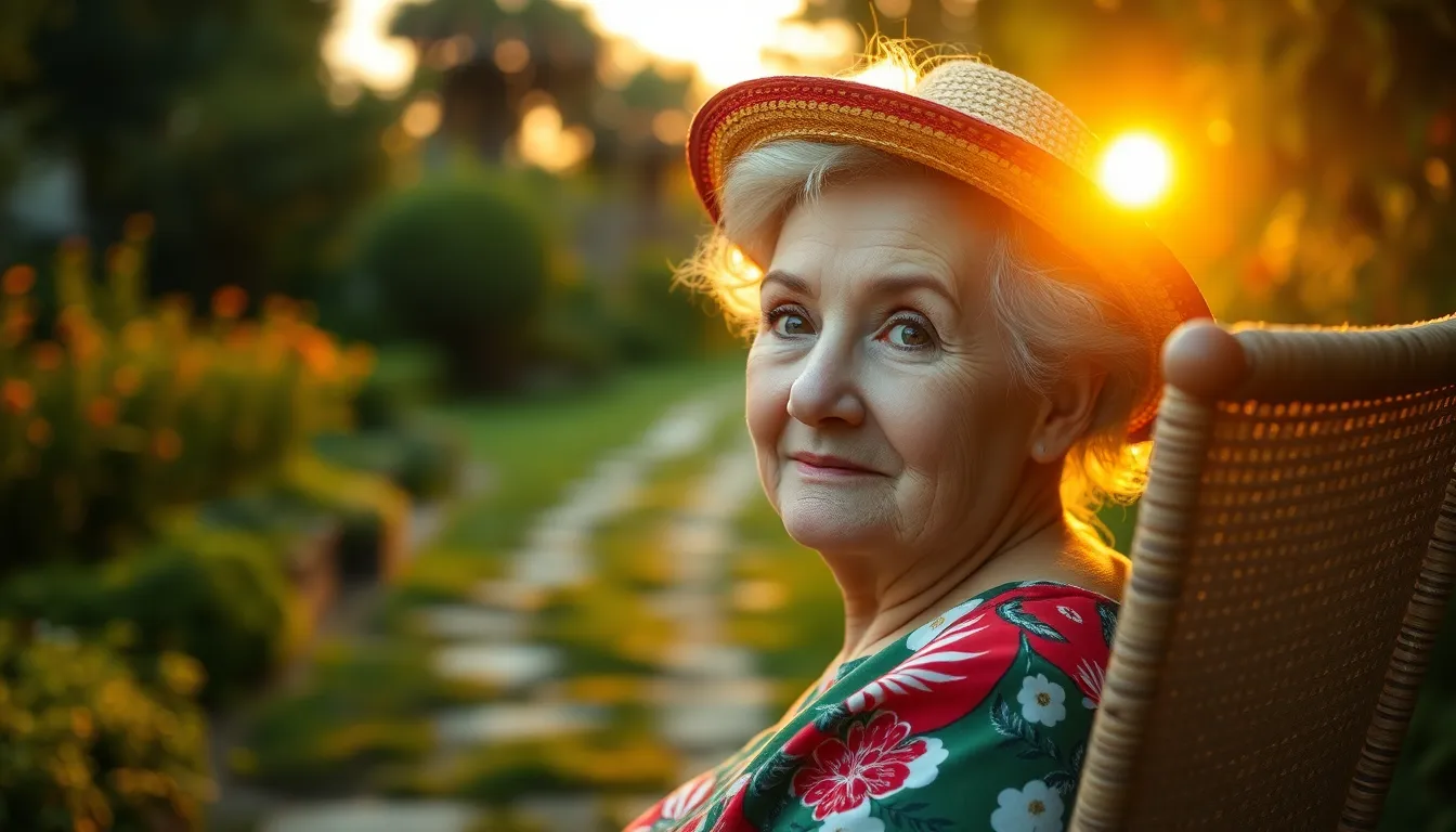 Elderly Woman Enjoying Garden Bliss