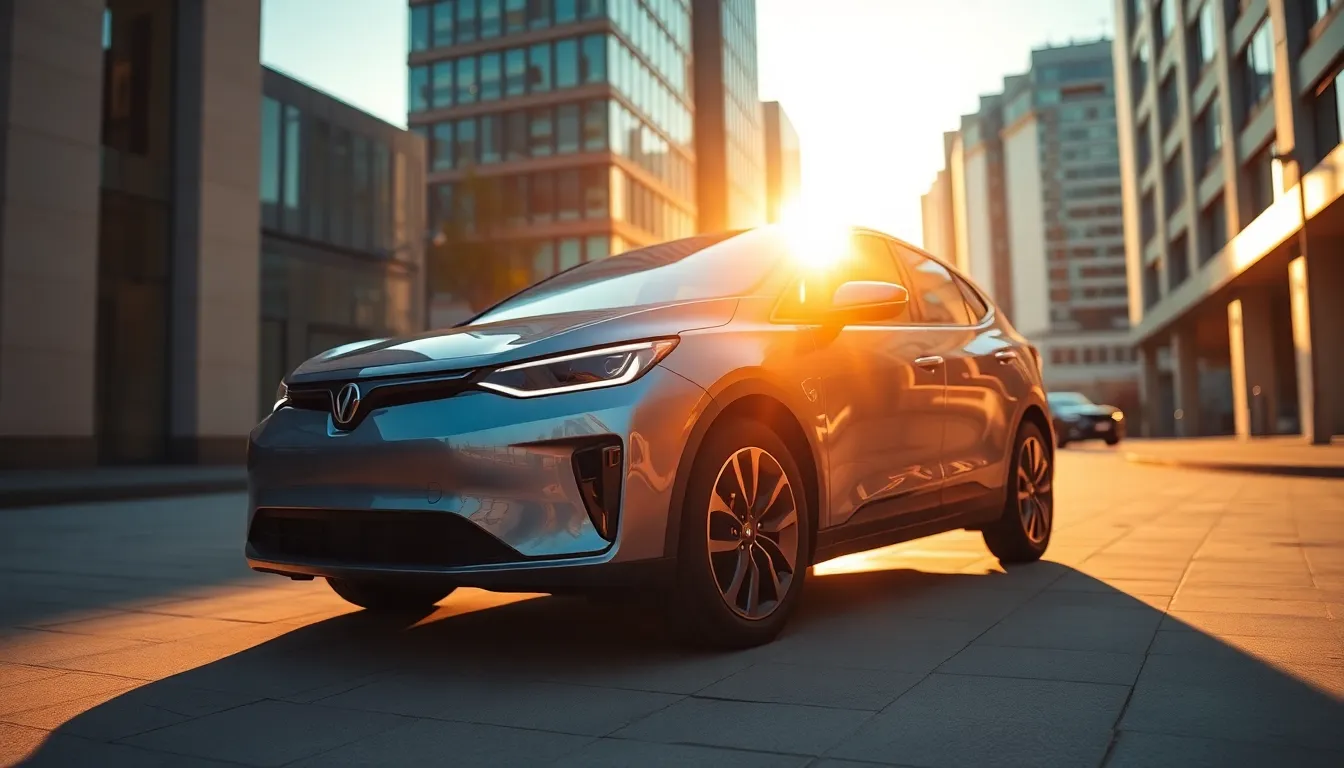 Electric Vehicle Resting in City at Sunset