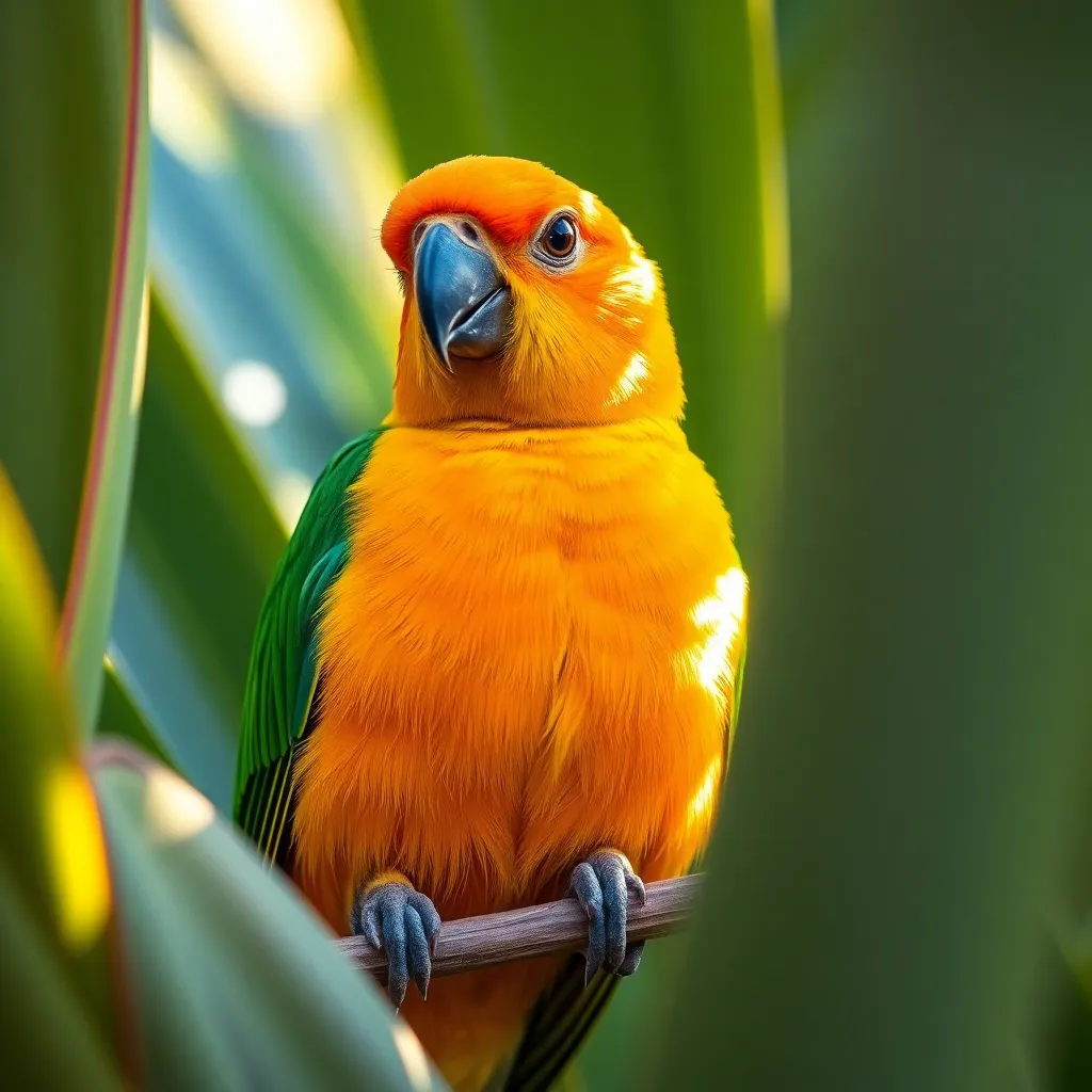 Orange-Bellied Parrot Among Native Vegetation