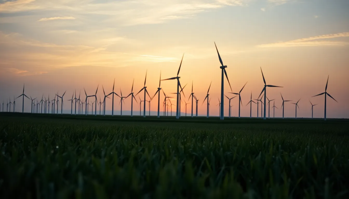 Wind Farm Landscape at Sunrise