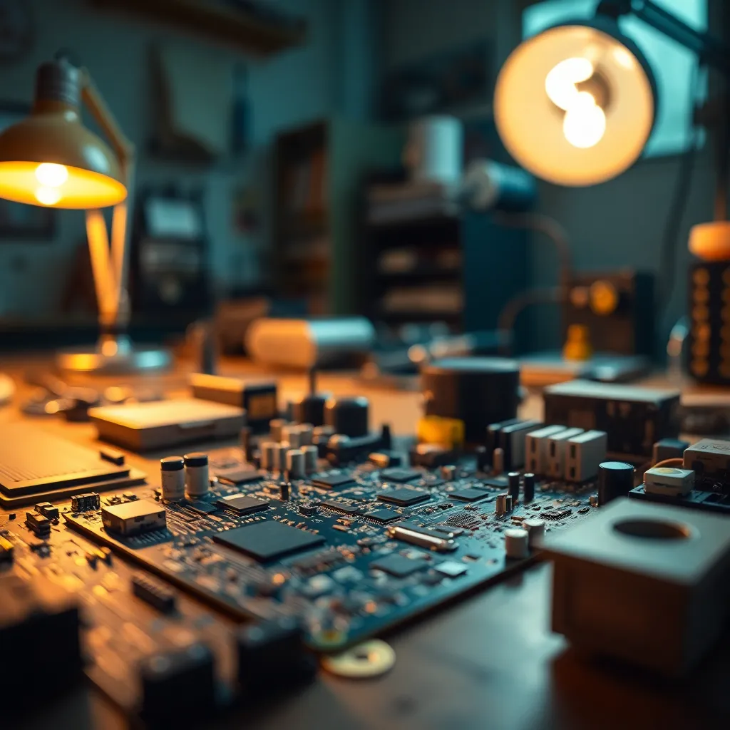 Close-Up of Circuit Board Components