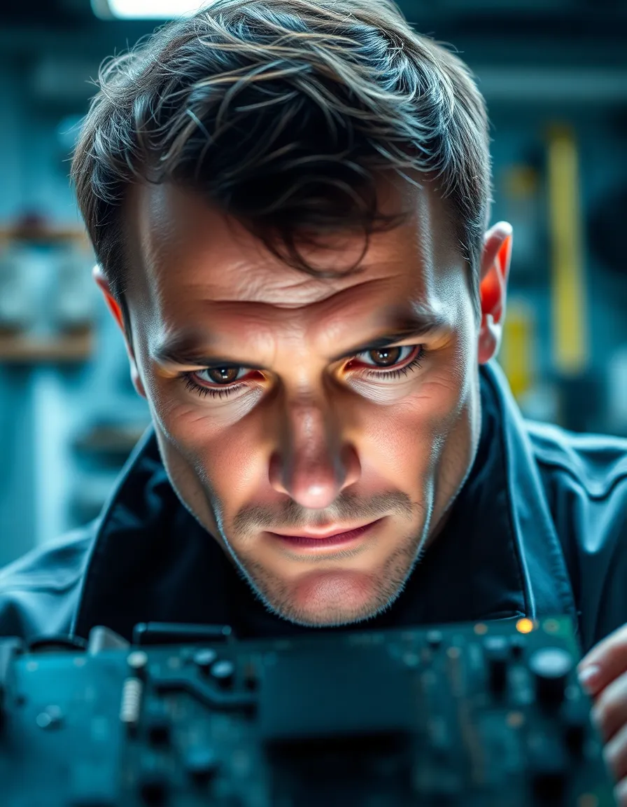 Technician Inspecting Circuit Board