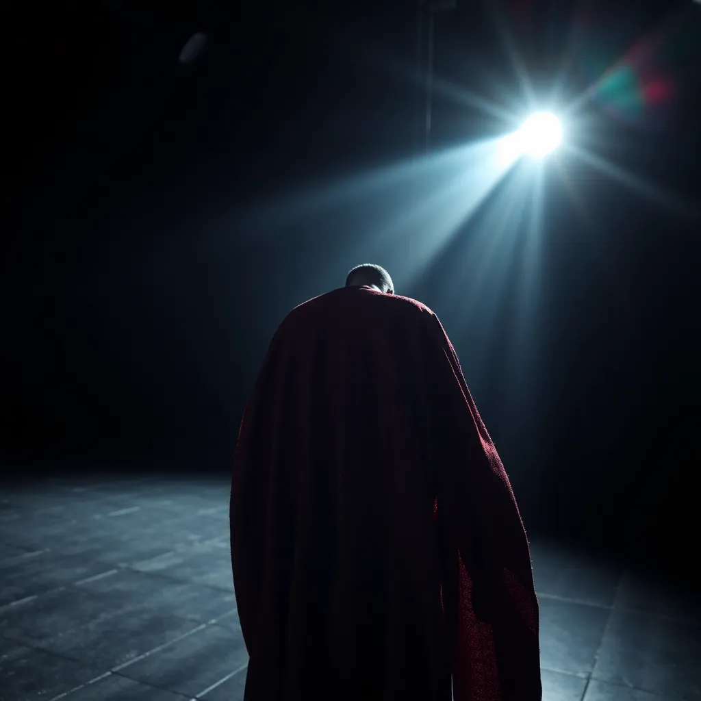 A captivating performer takes center stage during a high-energy theatrical production, with dramatic lighting illuminating their presence. The sharp detail captures every aspect of the scene, from the intricate costume design to the emotional expression on their face. Strong leading lines guide the viewer's eye, creating a sense of movement that complements the dynamic performance. The color grading enhances the intensity of the moment, perfect for entertainment and stage photography.