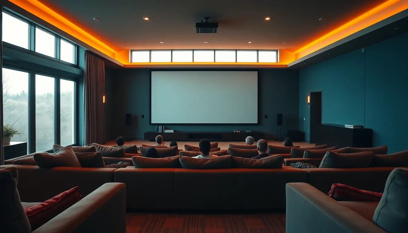 Modern Home Theater with Plush Seating