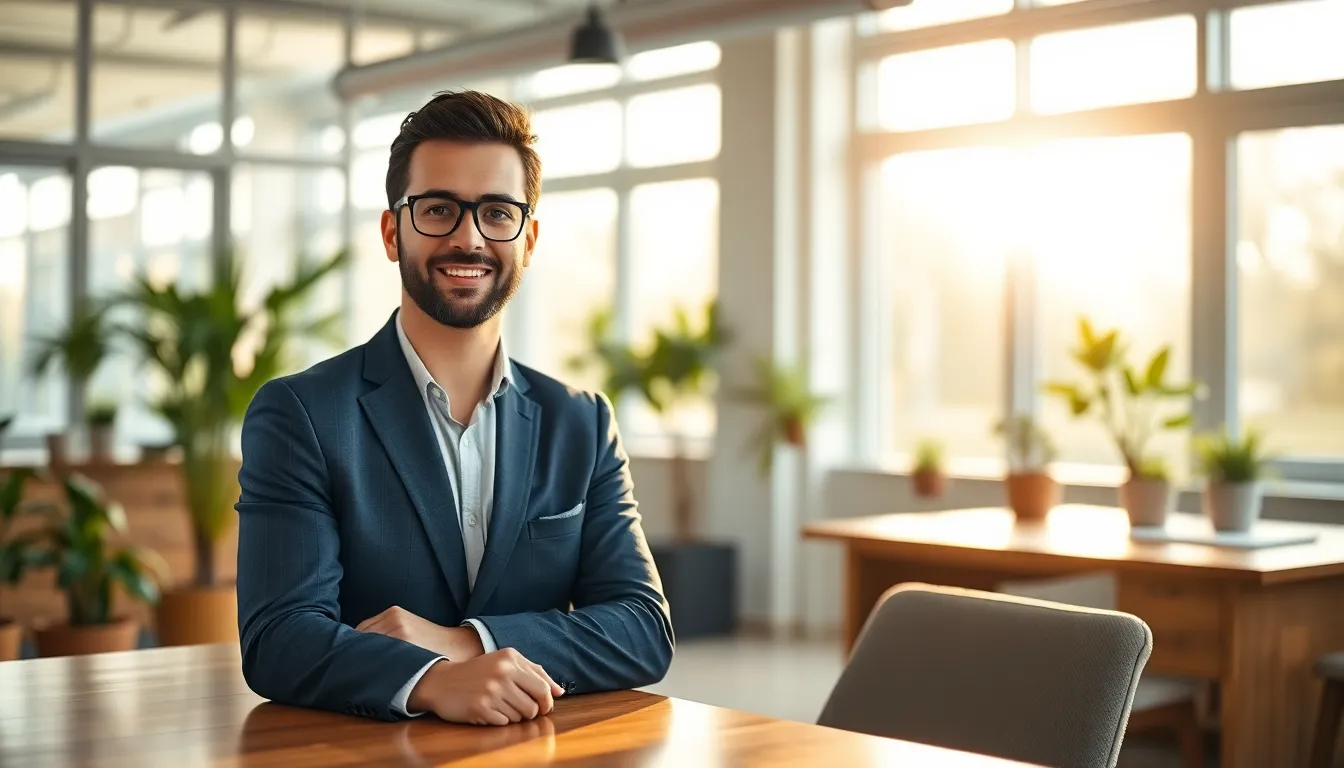Confident Entrepreneur in Modern Office