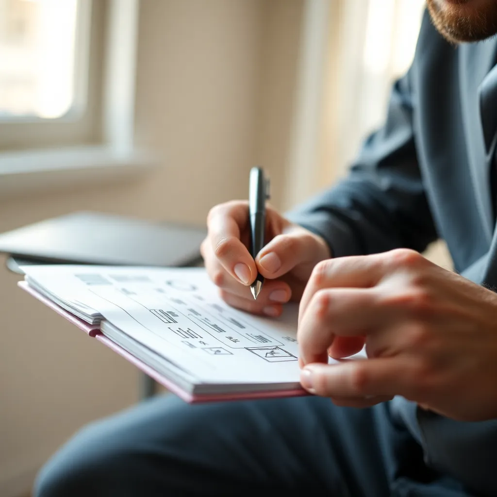 Close-Up of Entrepreneur Sketching Ideas