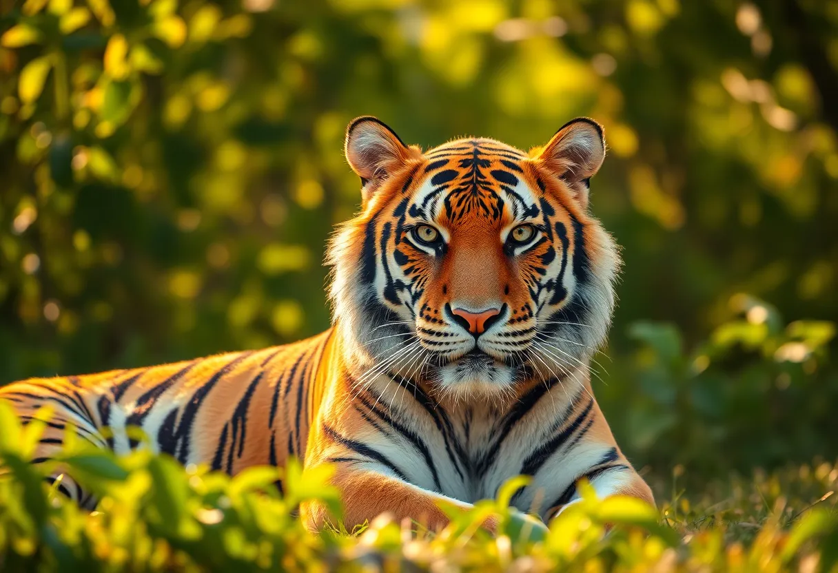 Regal Bengal Tiger in Sunlit Jungle
