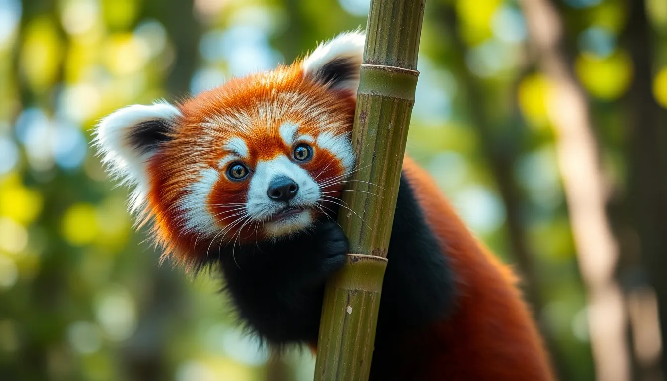 Red Panda Amongst Bamboo
