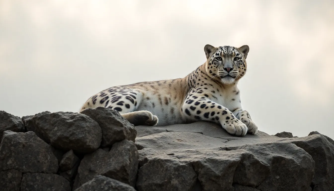 Snow Leopard on Rocky Outcrop