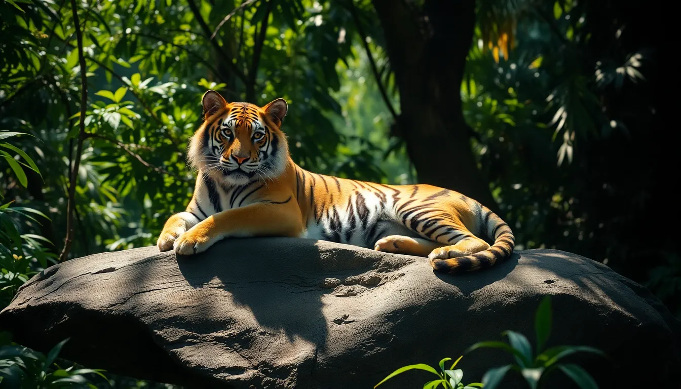 Serene Bengal Tiger in Lush Jungle