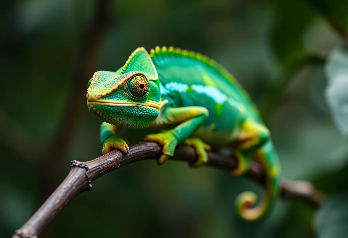 Ornate Chameleon on a Branch