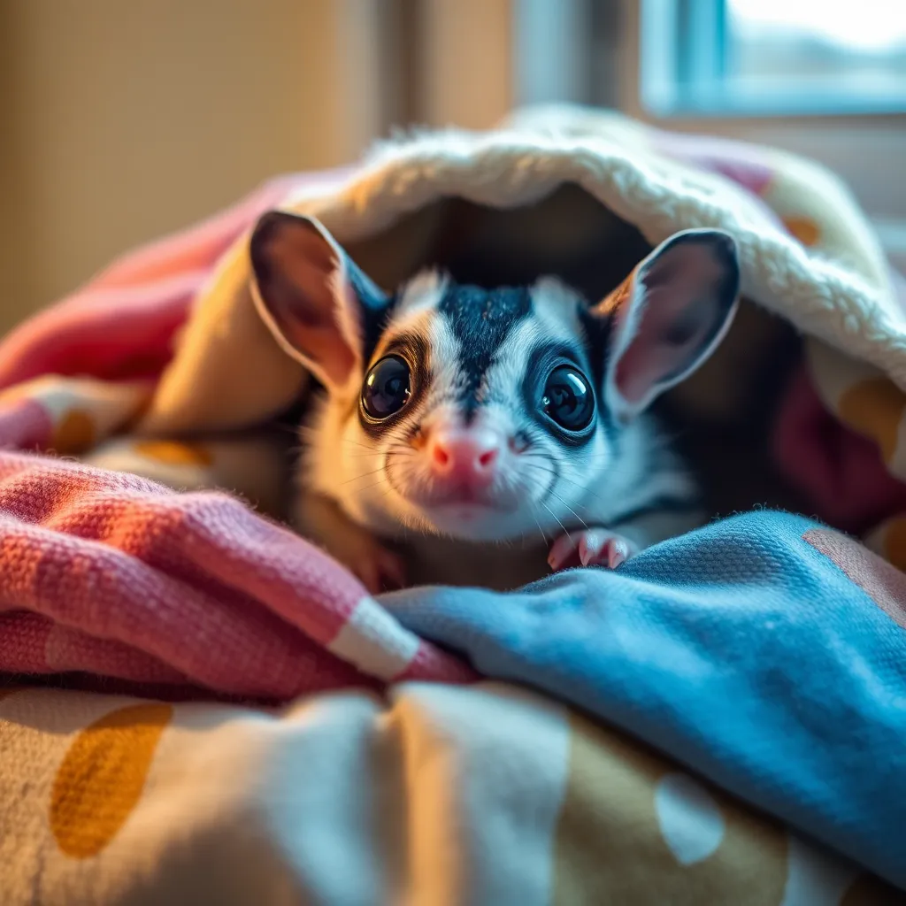 Sugar Glider in Cozy Nest