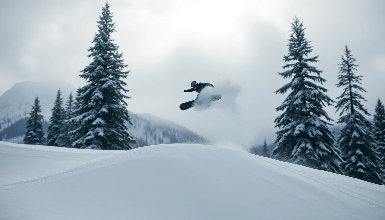 Snowboarder Performing Tricks in Competition