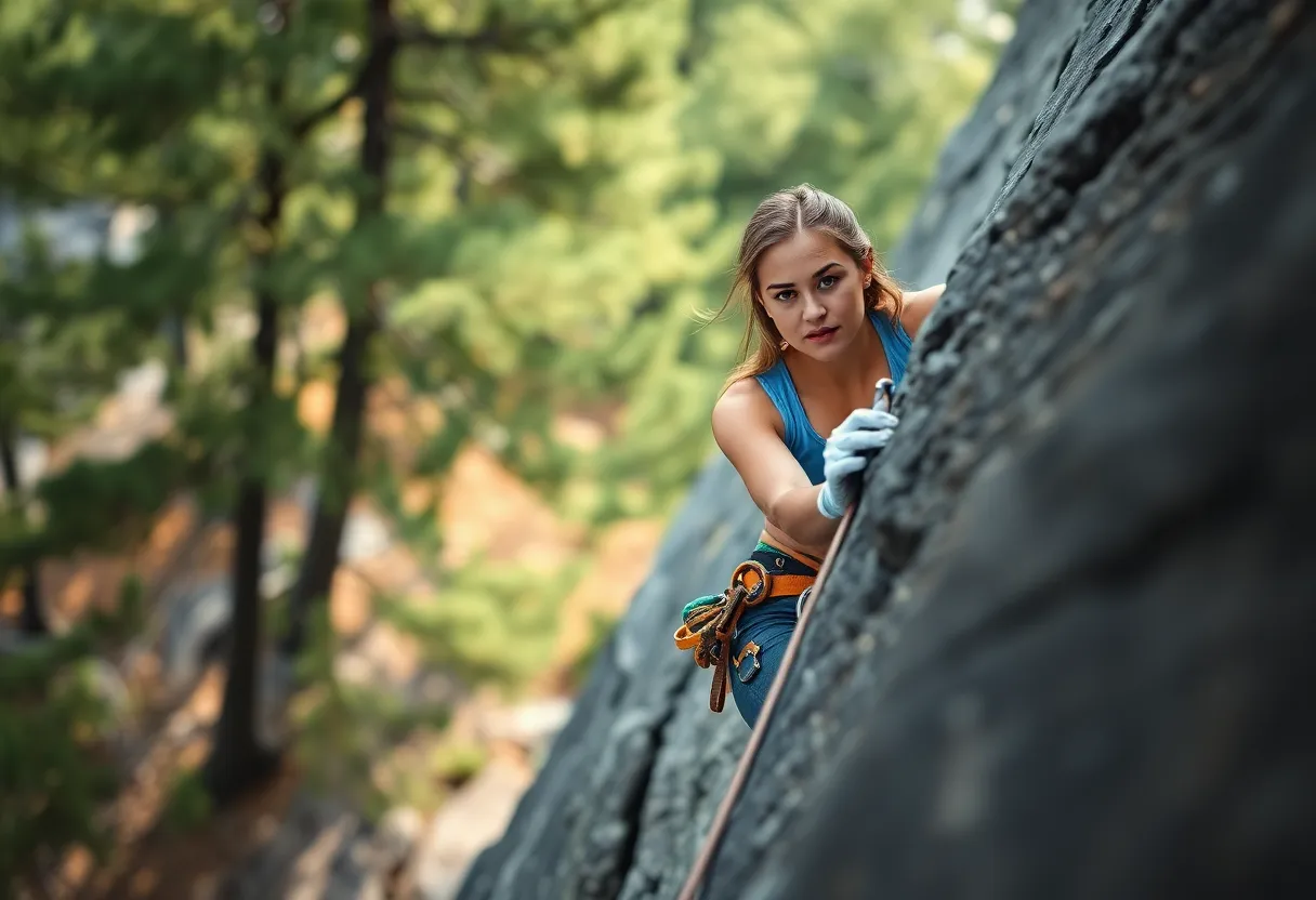 Rock Climber Conquering Challenging Terrain