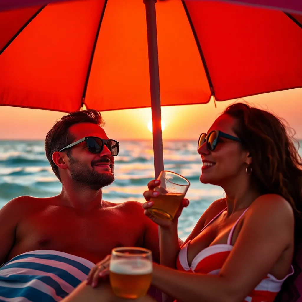 Couple with Sunglasses at Sunset Beach