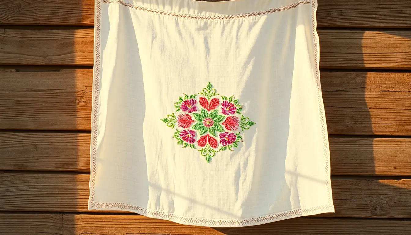 Embroidered Cotton Fabric on Wood