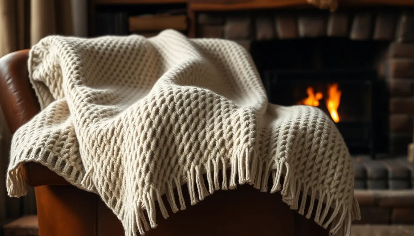 Cozy Wool Blanket on Leather Chair