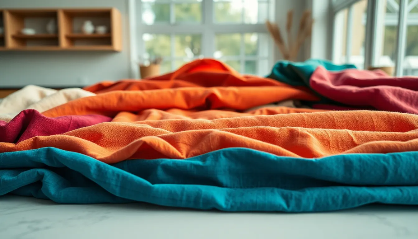 Textured Fabric Arrangement on Marble