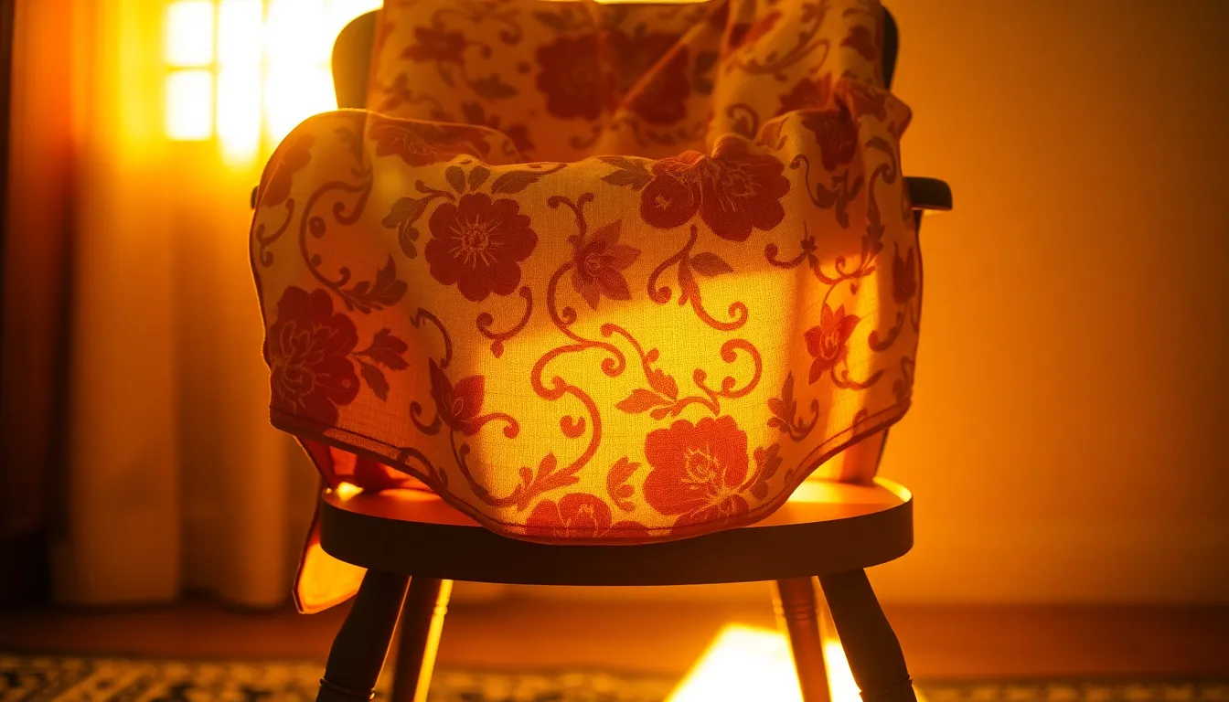 Vibrant Floral Fabric Draped Over Vintage Chair