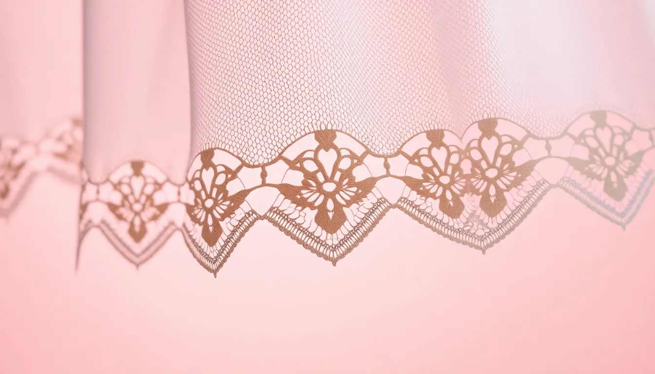 Delicate Lace Fabric on Pastel Background