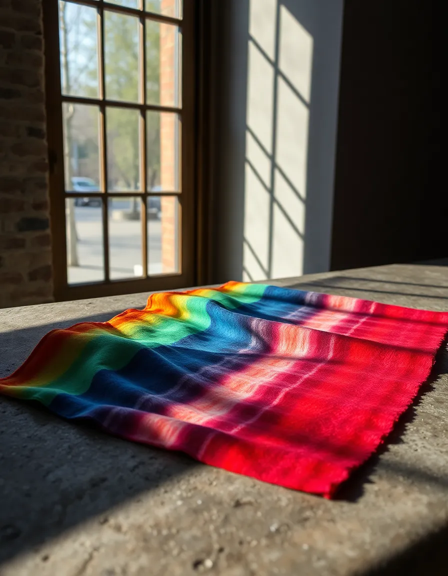 Artisan Hand-Dyed Fabric Swatch on Concrete