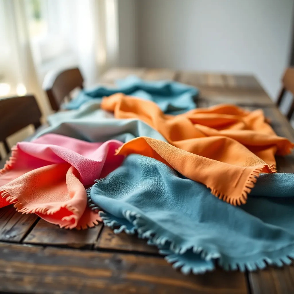 Vibrant Textile Swatches on Wooden Table