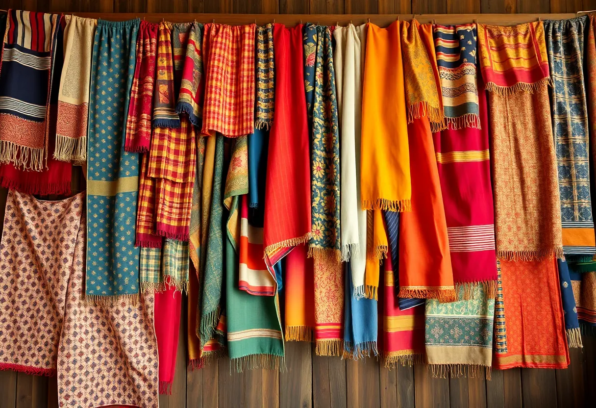 Colorful Patchwork Fabric Display