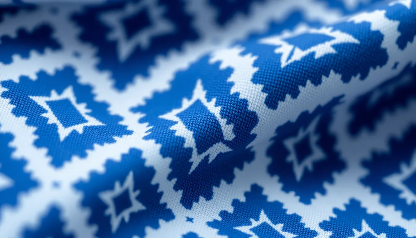 Close-Up of Textured Cotton Fabric with Geometric Pattern