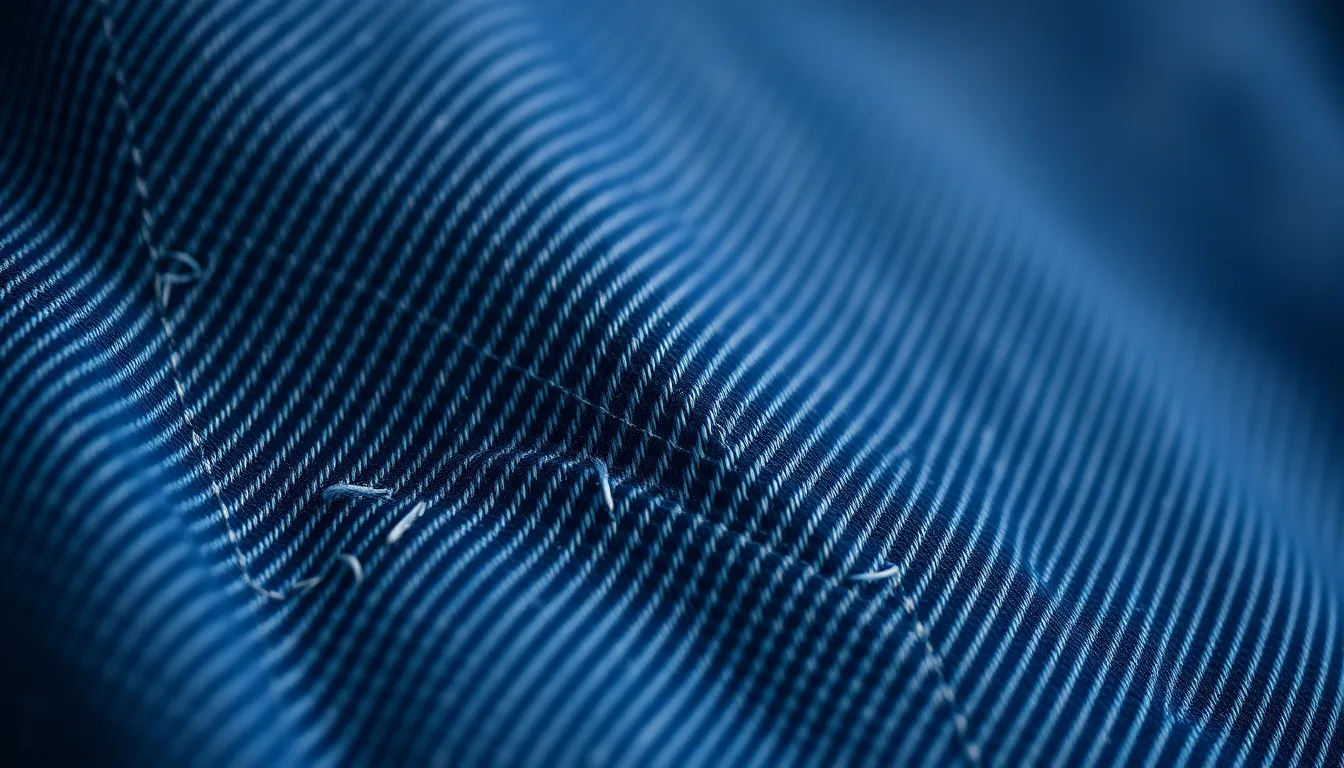 Close-Up of Indigo Denim Fabric Texture