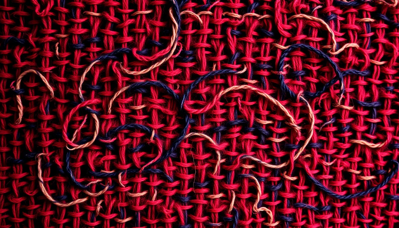 Intricate Wool Tapestry Texture This image captures the vibrant texture of a handwoven wool tapestry, illuminated by professional studio lighting. The intricate patterns and rich color variations pop against a soft background. The three-point lighting technique highlights the fabric's depth and complexity, creating a dramatic effect that is visually striking. Ideal for designers and artisans looking to showcase textile craftsmanship.