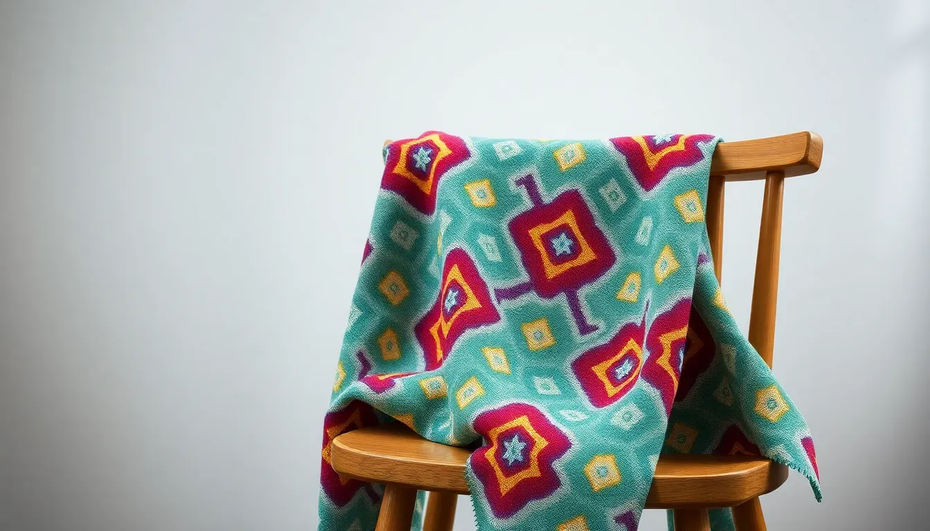 Vibrant Geometric Cotton Fabric on Chair