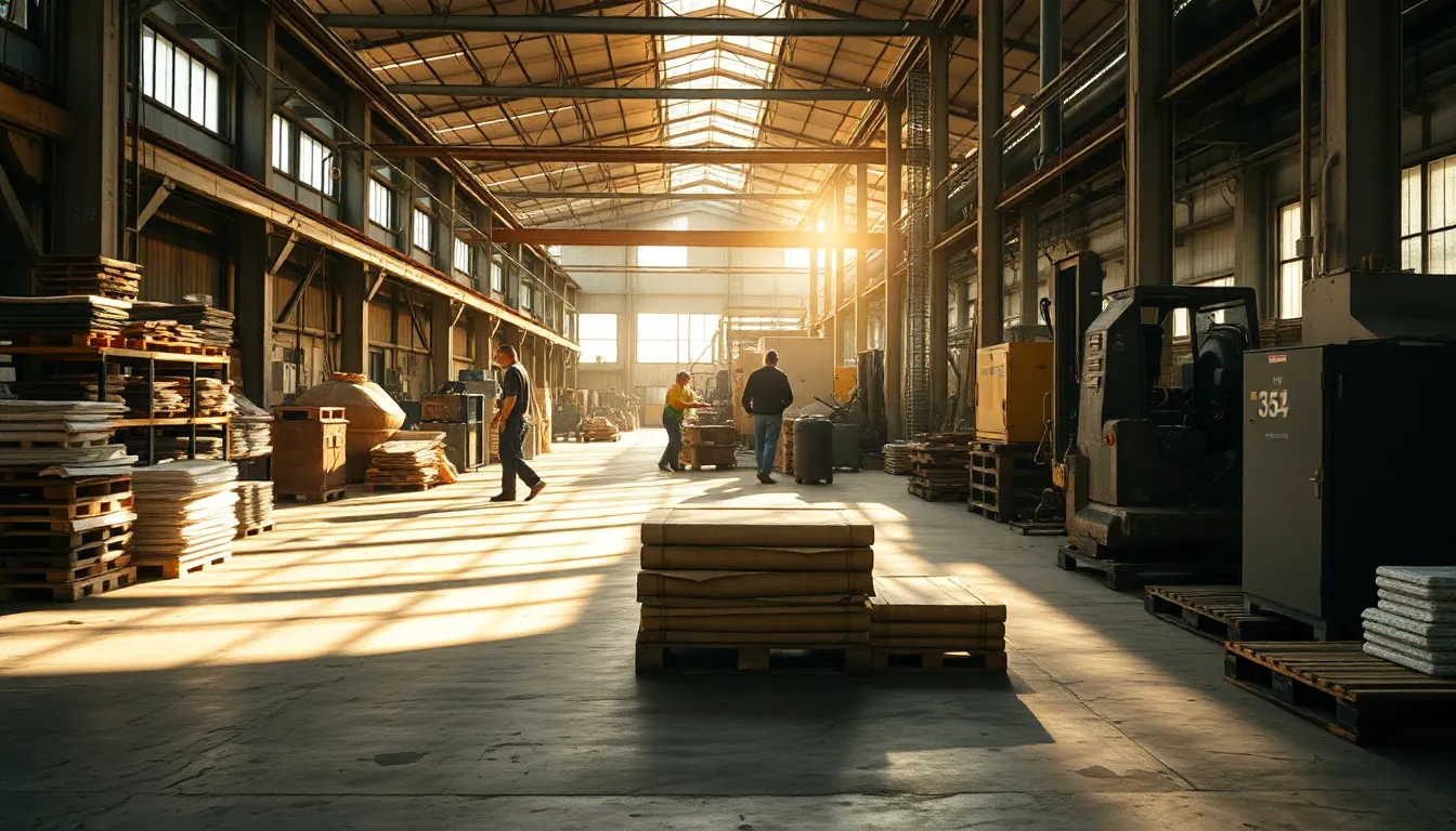 Busy Factory Floor in Afternoon Light