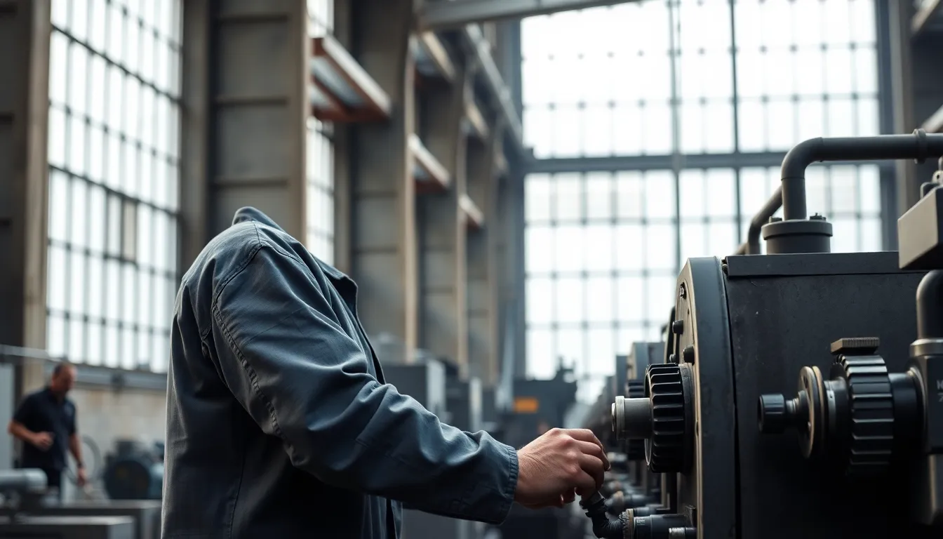 Worker in Modern Factory