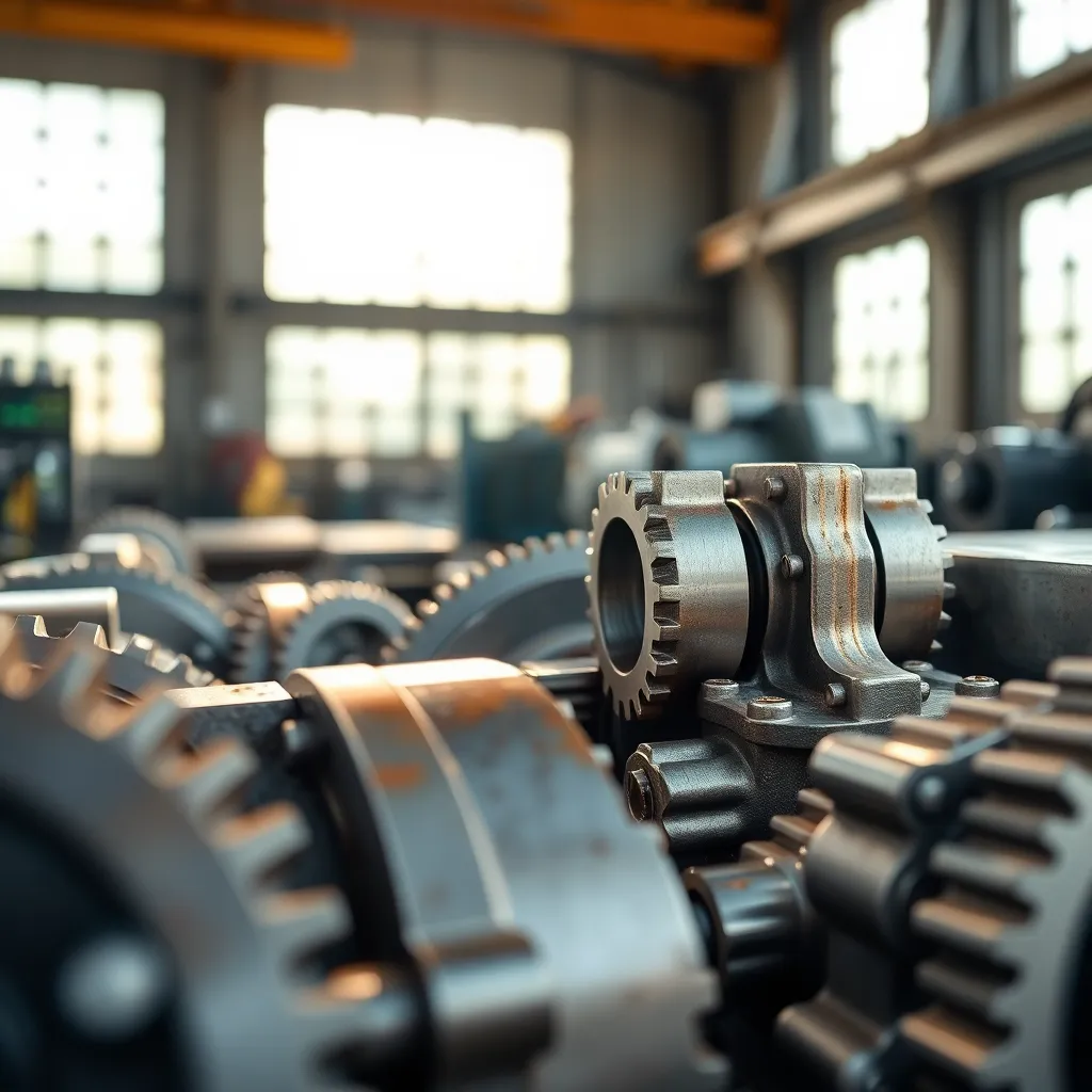 Close-Up of Industrial Gears and Components
