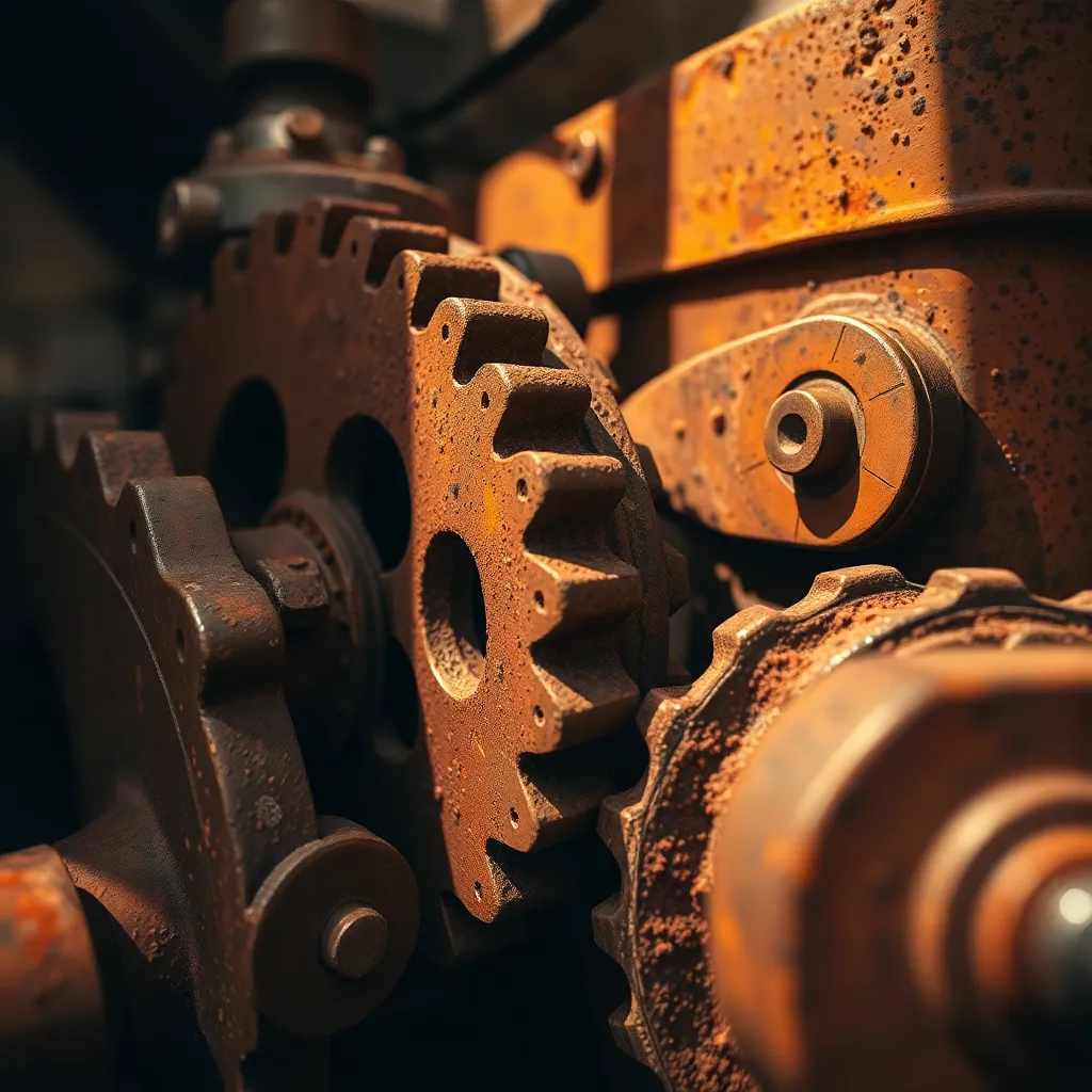Close-Up of Rusty Industrial Gears