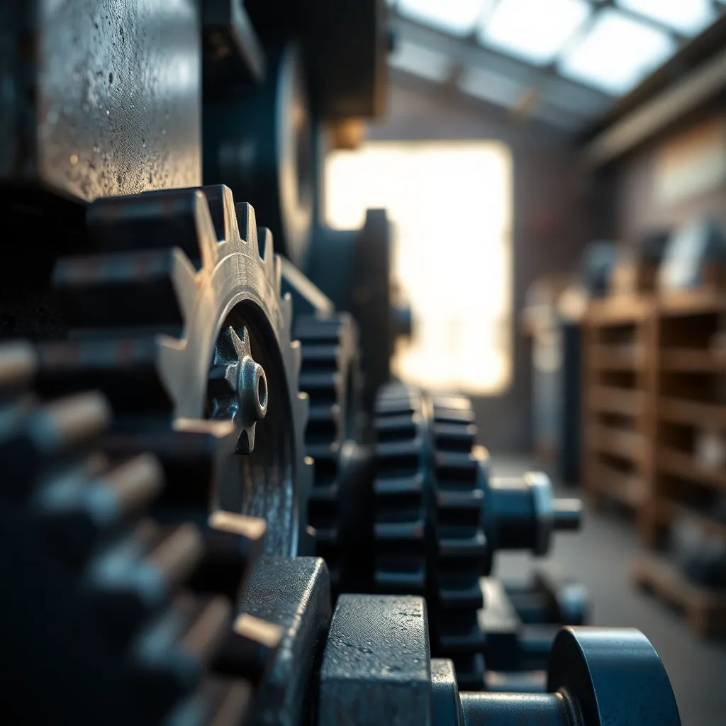 Close-Up of Industrial Machinery Gears